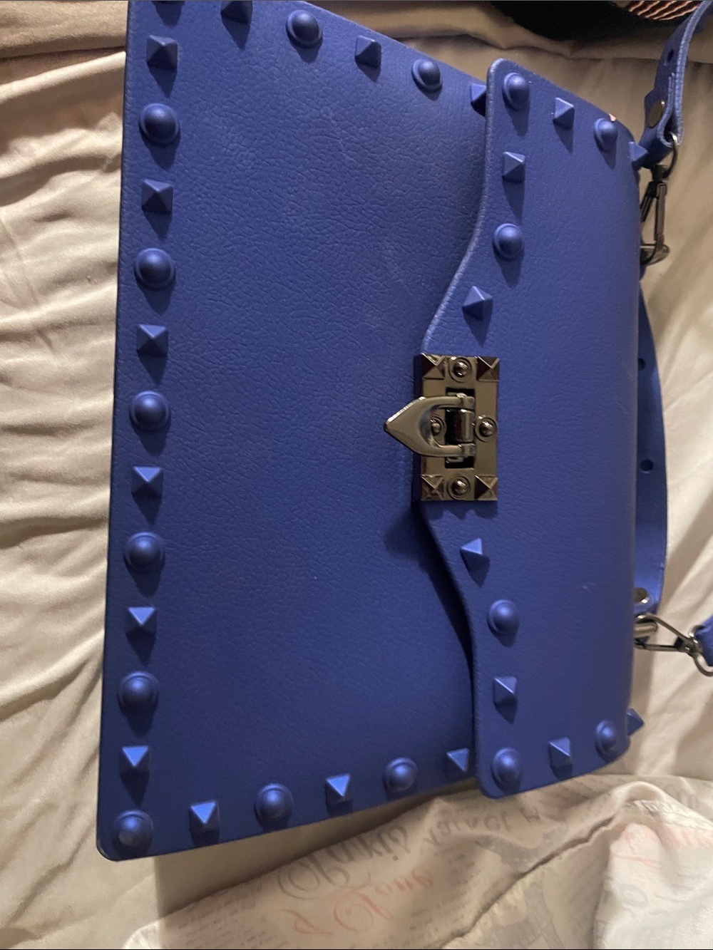 Stud-Trim Blue Crossbody Bag